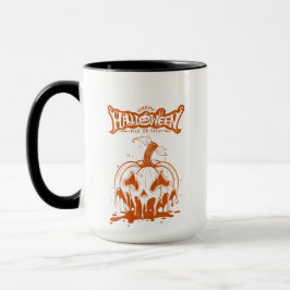 Caneca abóbora assustadora Halloween branca laranja