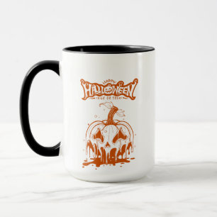 Caneca abóbora assustadora Halloween branca laranja