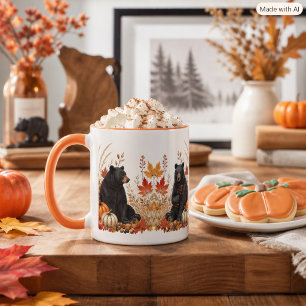 Caneca Abóbora da Colheita de Outono e Ursos Pretos Natur