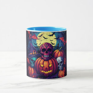 Caneca Abóbora de Caveira de Açúcar Rosa de Halloween, As