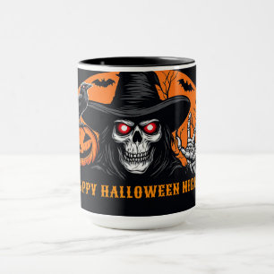 Caneca Abóbora de Esqueleto Assustador e Diversão de Chap