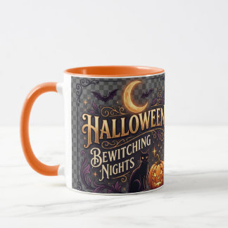 Caneca Abóbora de Gato Preto Bruxa de Halloween