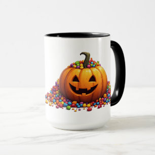 Caneca Abóbora de Halloween com Doces Coloridos para Doce