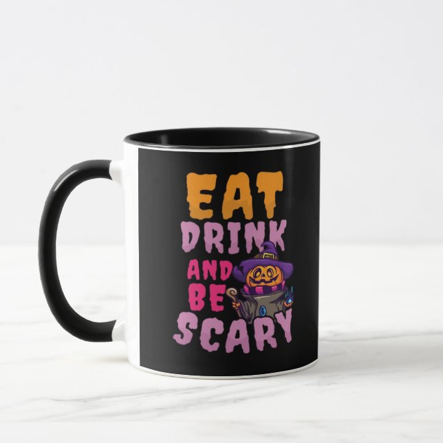 Caneca Abóbora de Halloween Coma Beba Seja Assustador (Esquerda)