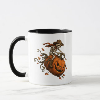 Caneca Abóbora de Halloween Esqueleto Vintage