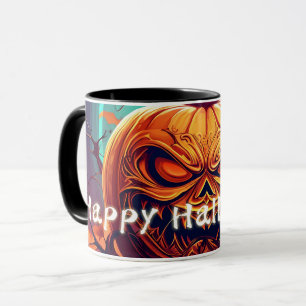 Caneca Abóbora de Halloween Galho Torcido Ornamentada