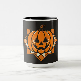 Caneca Abóbora de Halloween Geométrica