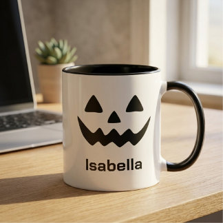 Caneca Abóbora de Halloween Personalizada com Rosto de Ja