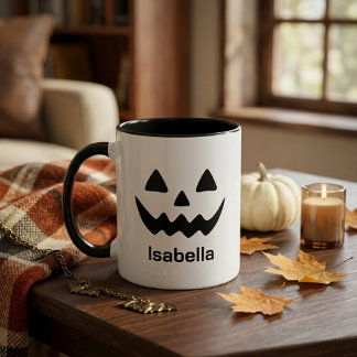 Caneca Abóbora de Halloween Personalizada com Rosto de Ja