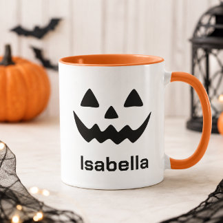 Caneca Abóbora de Halloween Personalizada com Rosto de Ja