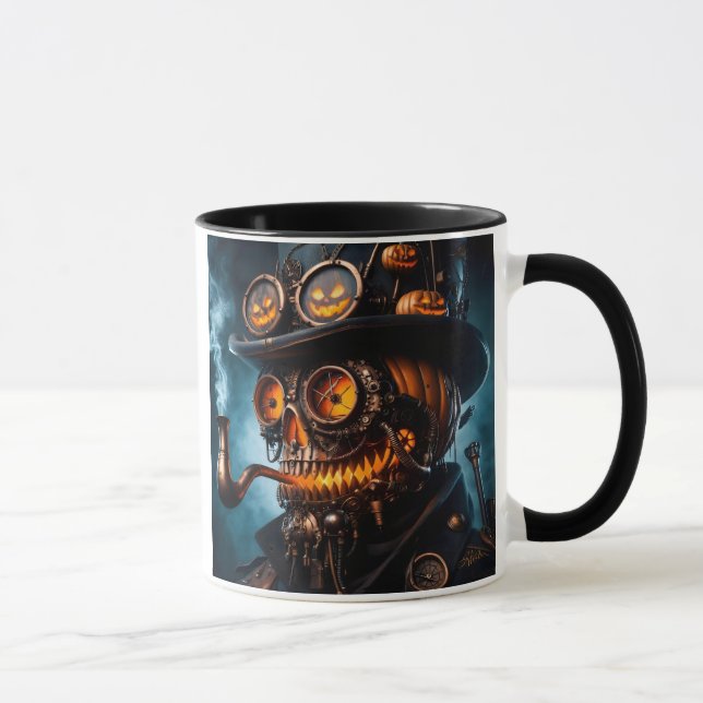 Caneca Abóbora de Halloween Steampunk Gótico (Direita)
