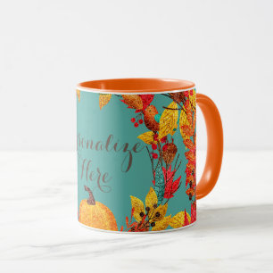 Caneca Abóbora e flores