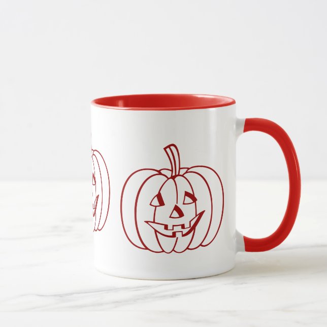 Caneca Abóbora engraçada com cara cortada no halloween (Direita)