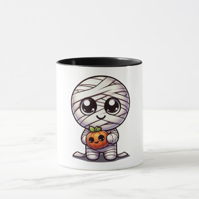 Caneca Abóbora/múmia fofa de Halloween  (Centro)