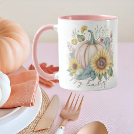 Caneca Abóbora pastel e bandeira de jardim floral boho pe