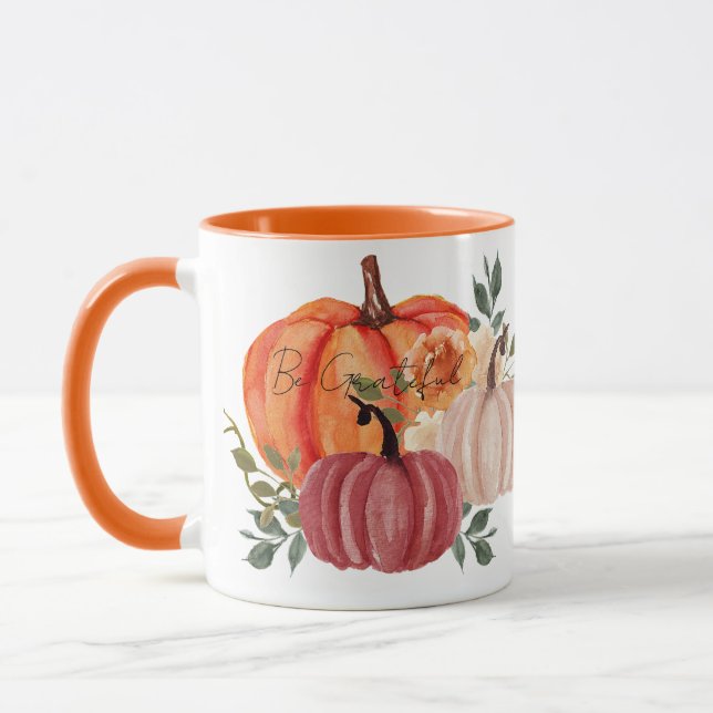 Caneca Abóboras aquarela com texto personalizado  (Esquerda)