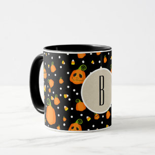 Caneca Abóboras de Halloween Padrão Caprichoso Personaliz