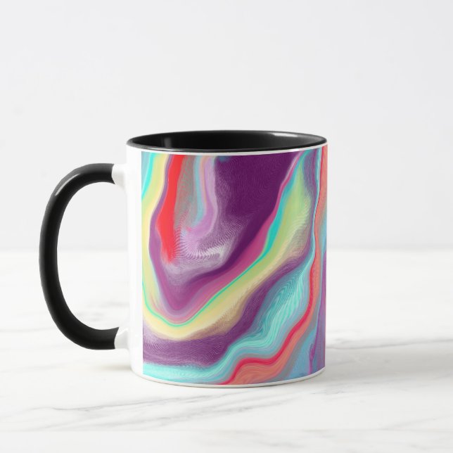 Caneca Abraça e Abstrato de Arte Azul (Esquerda)