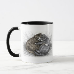 Caneca Abraçando Gatos Dormindo
