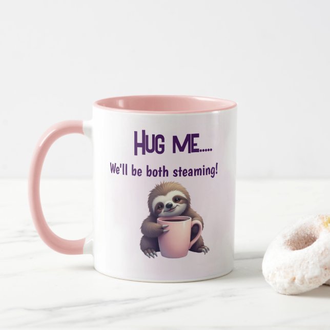 Caneca Abraçar-me Sloth Mug - Cozy e Diversão Steaming (Com Donut)