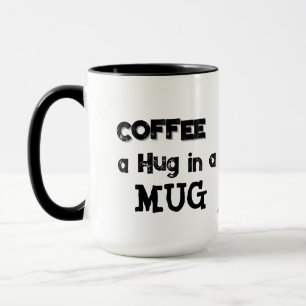 CANECA 'Abrace de Café' Tipografia Preta em Branco