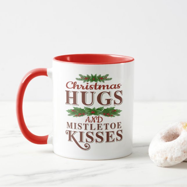 Caneca Abraços De Natal E Beijos Mistalosos (Com Donut)