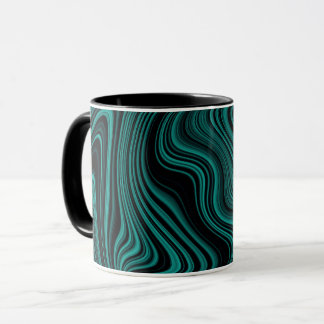 Caneca Abstração de Ágata Ondulada Preta e Esmeralda