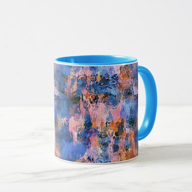 Caneca Abstração de Água Azul e Laranja (Frente Esquerda)