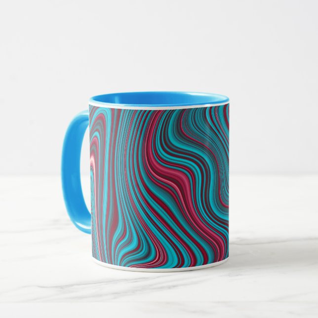 Caneca Abstração do Agato de Marcha Azul e Magenta (Frente Esquerda)