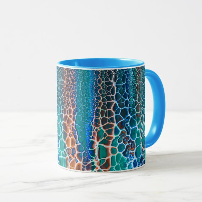 Caneca Abstração do Vidro Arrejado Azul Laranja (Frente Esquerda)
