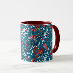 Caneca Abstração Gráfica Preta-Vermelho Preto-Branco