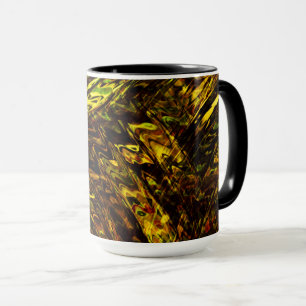 Caneca Abstract curved bands in golden green and darkest