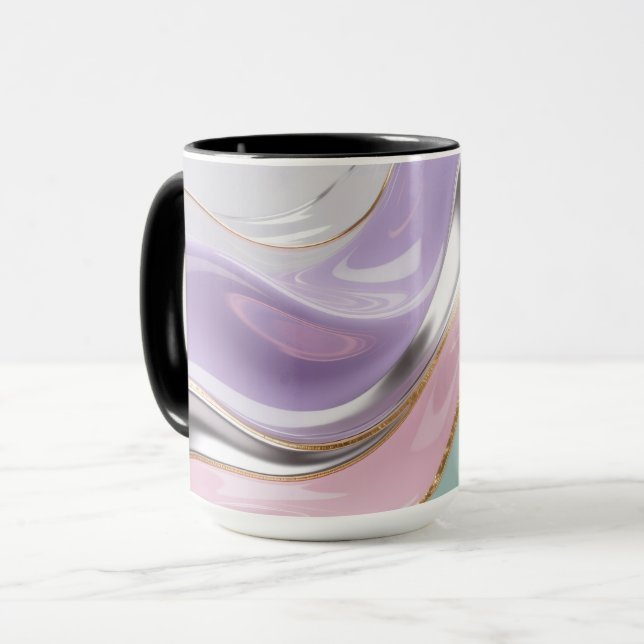 Caneca Abstract Fluid Art Pastel Mug – Trendy Pastel Art (Frente Esquerda)