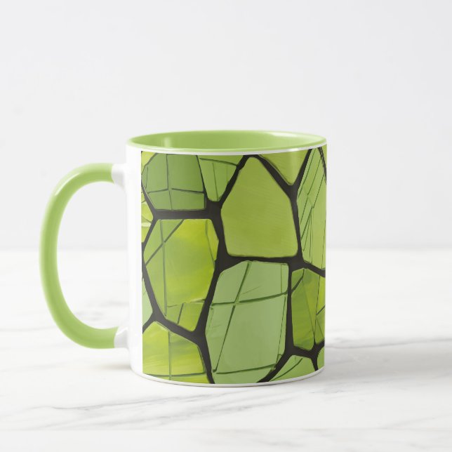 Caneca Abstract Green Geometric Mosaic (Esquerda)