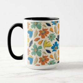Caneca Abstract Hand-Drawn Boho Floral Pattern