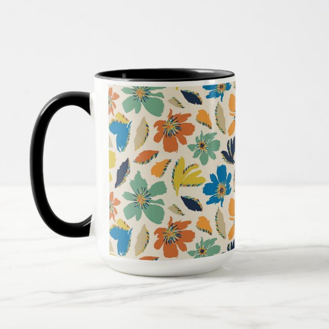 Caneca Abstract Hand-Drawn Boho Floral Pattern (Esquerda)