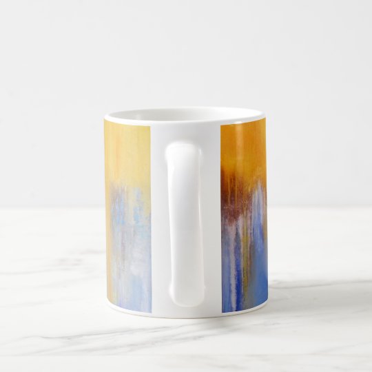 Caneca abstrata azul e amarela orgânica