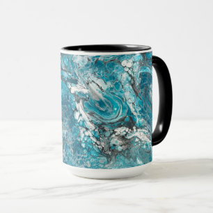 Caneca abstrata azul & preta corajosa