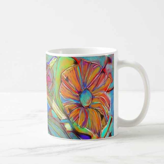 Caneca abstrata da flor do Cubist (Direita)