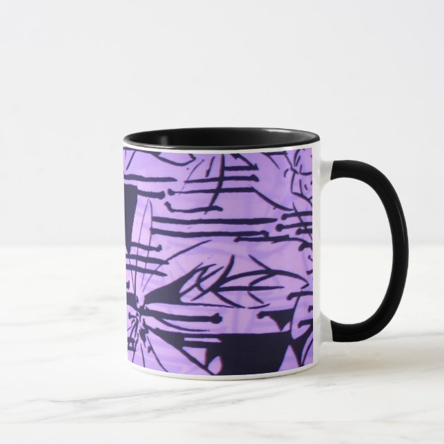 caneca abstrata da pinta do lilac (Direita)