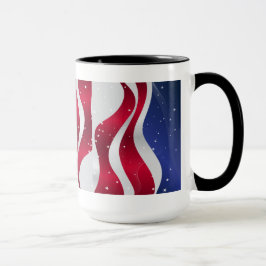 Caneca Abstrato Americano Sinalizador Vermelho Branco e A