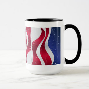 Caneca Abstrato Americano Sinalizador Vermelho Branco e A