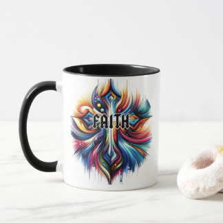 Caneca Abstrato Art Cross Faith