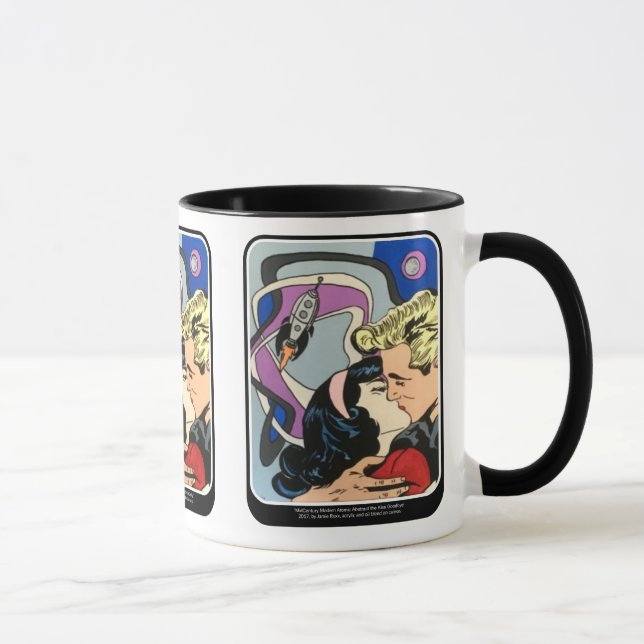 Caneca Abstrato atômico a pintura do beijo adeus em a (Direita)