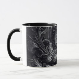 Caneca Abstrato Branca Negra Cinza Simples