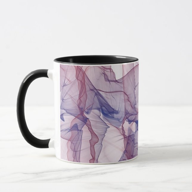 Caneca Abstrato branco, vermelho, azul e água púrpura (Esquerda)