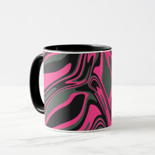 Caneca Abstrato cor-de-rosa, verde escuro e arte em espir