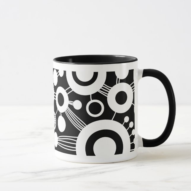 Caneca Abstrato da árvore da vida - preto e branco (Direita)