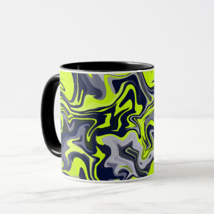 Caneca Abstrato da espiral verde, Cinza e preto
