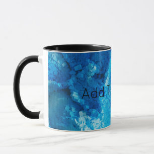 Caneca Abstrato de arte azul e branca misturada